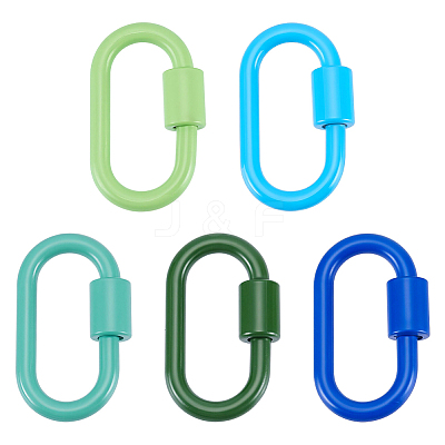 5Pcs 5 Styles Baking Paint Alloy Screw Locking Carabiners FIND-DR0002-37-1