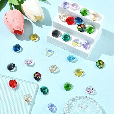 120Pcs 12 Colors Electroplate Glass Links Connectors EGLA-YW0005-65-1