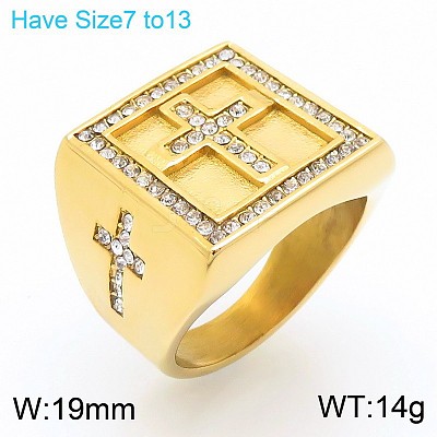304 Stainless Steel Cubic Zirconia Finger Rings for Men FS-WG9BEFD-10-1