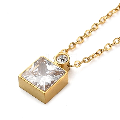 Square PVD Vacuum Plating 304 Stainless Steel Pendant Necklaces NJEW-G125-07G-1