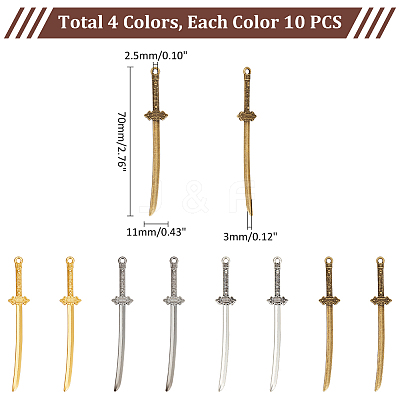 40Pcs 4 Colors Tibetan Style Alloy Big Pendants FIND-UN0003-35B-1