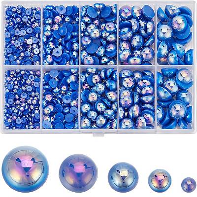 70G 5 Styles ABS Plastic Imitation Pearl Cabochons OACR-SC0001-45E-1