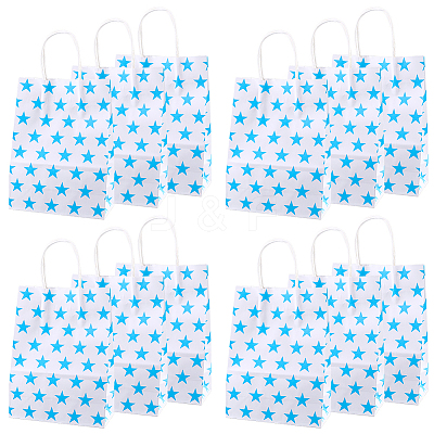 Kraft Paper Star Printed Bags with Handles ABAG-WH20013-08D-1