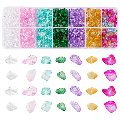 84G 7 Colors Spray Painted Transparent Glass Beads Strands GLAA-GO0001-18-1