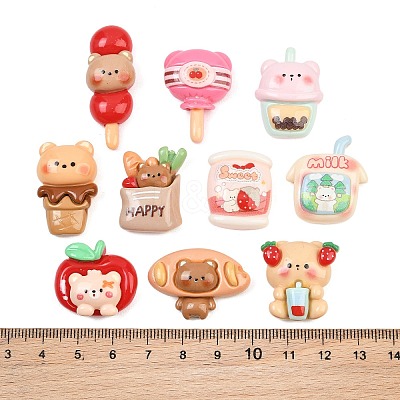 Bear Theme Opaque Resin Cabochons RE-CBAA355-01-1