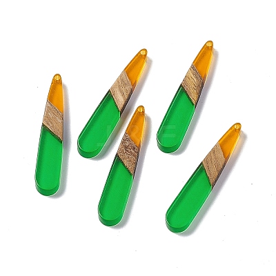 Transparent Resin & Walnut Wood Pendants RESI-M027-12E-1