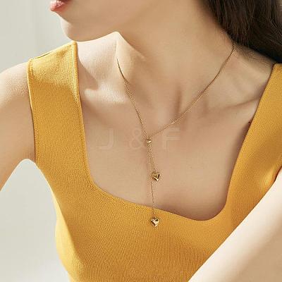 Heart Stainless Steel Tassel Lariat Necklaces for Women FS-WG9133A-01-1