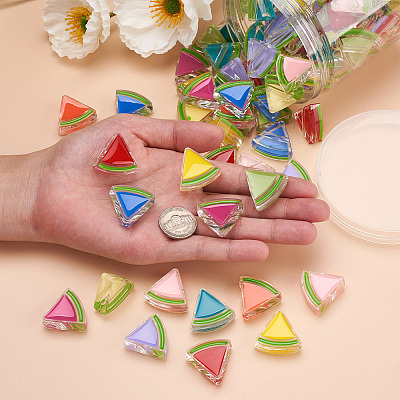 100Pcs 10 Colors Transparent Enamel Acrylic Beads TACR-CD0001-10-1
