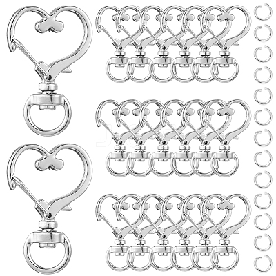 40Pcs Heart Zinc Alloy Swivel Lobster Clasps FIND-SP0001-20G-1