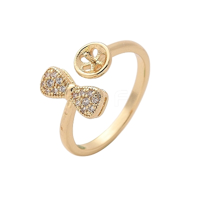 Bowknot Brass Micro Pave Cubic Zirconia Cuff Ring Setting LS-KK-A244-01B-G-1