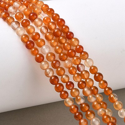 Round Natural Red Agate Bead Strands G-M257-4mm-26-1