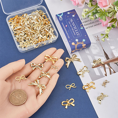 60Pcs 6 Colors Rack Plating Alloy Connector Charms FIND-SC0011-09B-1