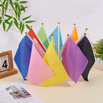 30Pcs 10 Colors Polyester & Plastic Flag AJEW-AR0005-24-1