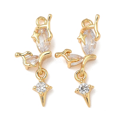 Brass Micro Pave Clear Cubic Zirconia Pendants KK-H0526-17G-1