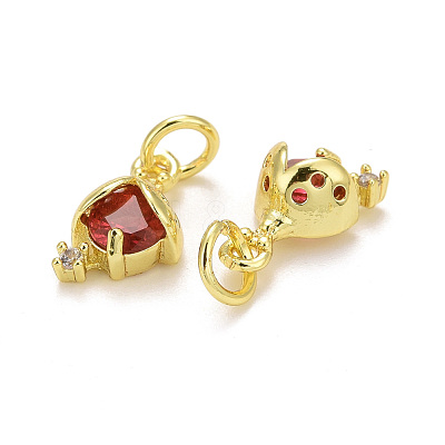 Rack Plating Brass Micro Pave Cubic Zirconia Charms KK-F832-01-G-1