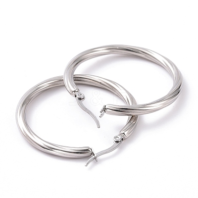 Non-Tarnish 304 Stainless Steel Hoop Earrings for Women Hand Polished EJEW-G298-06P-1