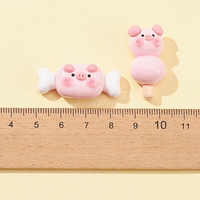 10Pcs 10 Styles Opaque Resin Cute Pig Imitation Food Decoden Cabochons CRES-FS0001-13-1