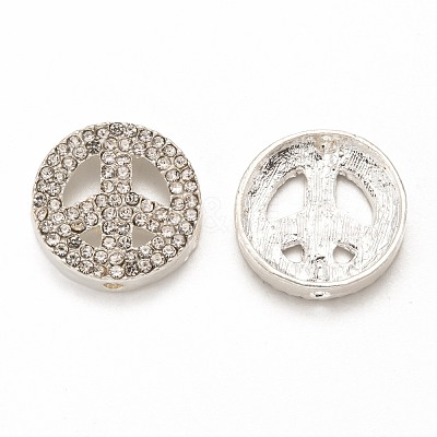 Peace Sign Alloy Crystal Rhinestone Beads RB-J451-01S-1