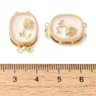 Brass Micro Pave Clear Cubic Zirconia with Enamel Box Clasps KK-G505-02G-1