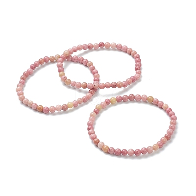 Natural Wood Lace Stone Beaded Stretch Bracelets BJEW-D446-A-27-1