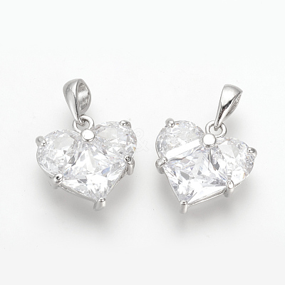 Brass Cubic Zirconia Charms KK-R015-109P-1