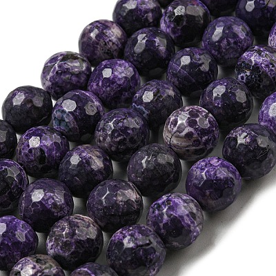 Faceted Natural Fire Crackle Agate Beads Strands G-F447-12mm-J09-1