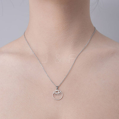 Non-Tarnish 201 Stainless Steel Hollow Eye Pendant Necklace NJEW-OY001-43-1