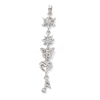 Brass Micro Pave Clear Cubic Zirconia Pendants KK-D101-01C-P-1