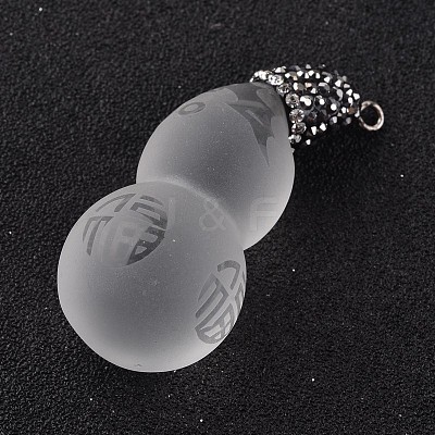 Frosted Calabash with Chinese Blessing Glass Pendants GLAA-K003-01-1