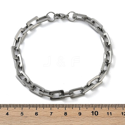 Tarnish Resistant Rectangle 201 Stainless Steel Chain Bracelets LS-BJEW-N240-06P-1