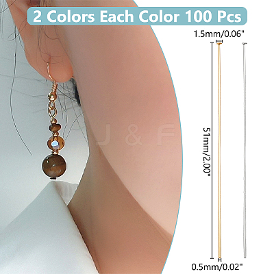 200Pcs 2 Colors Brass Flat Head Pins KK-ME0004-81-1