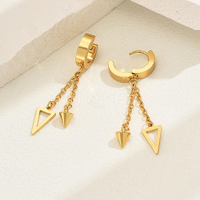 Fashionable Retro Geometric Cone Triangle Tassel 201 Stainless Steel Hoop Earrings JW1667-1