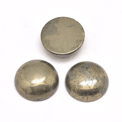 Half Round Natural Pyrite Cabochons X-G-I125-09-12x4mm-1
