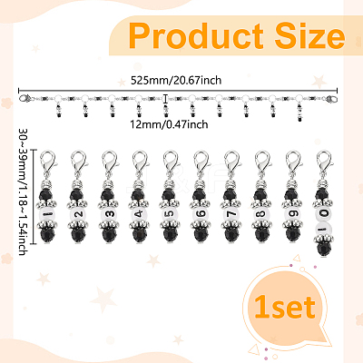 Acrylic Beaded Knitting Row Counter Chains HJEW-BC00015-1