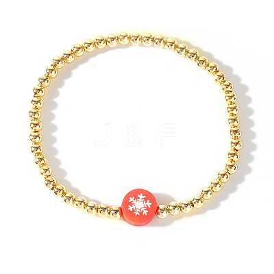 Christmas Brass Beaded Stretch Bracelets DP1194-2-1