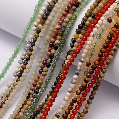 Natural Assorted Gemstone Bead Strands G-K146-M-3mm-1