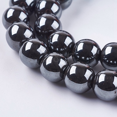 Non-Magnetic Synthetic Hematite Beads Strands G-H1624-10mm-3-1