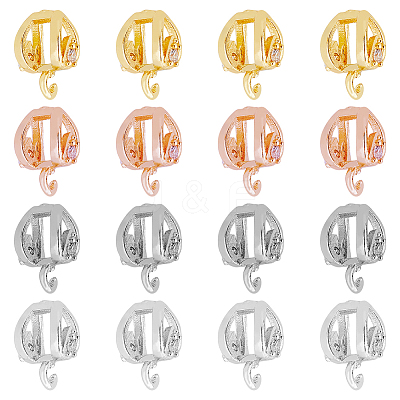 16Pcs 4 Colors Rack Plating Brass Micro Pave Cubic Zirconia Hanger Links KK-DC0003-65-1
