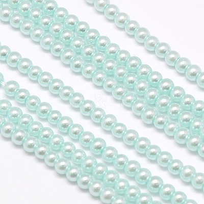 Eco-Friendly Dyed Glass Pearl Round Bead Strands X-HY-A002-4mm-RB034-1