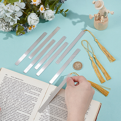 8Pcs Stainless Steel Blank Bookmarks Making STAS-UN0064-52-1