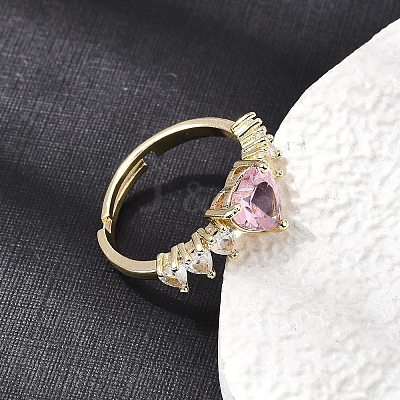 Brass Pave Cubic Zirconia Cuff Open Rings CU-CBA5C10-02G-1