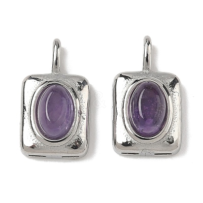Natural Amethyst Rectangle with Oval Charms STAS-L022-516P-04-1