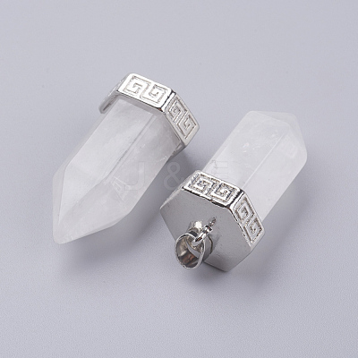 Natural Quartz Crystal Pointed Pendants G-E442-03U-1