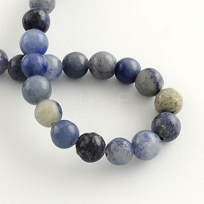 Round Dyed & Heated Natural Blue Aventurine Beads Strands G-R254-10mm-1