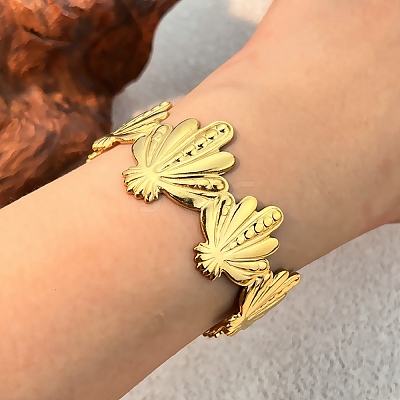 304 Stainless Steel Cuff Bangles for Women BJEW-D363-03B-G-1