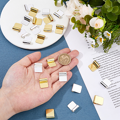 24Pcs 2 Colors Rack Plating Brass Glue-on Flat Pad Bails KK-HS0014-94-1