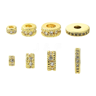 8Pcs 4 Styles Brass Micro Pave Cubic Zirconia Beads KK-CJ0003-05-1