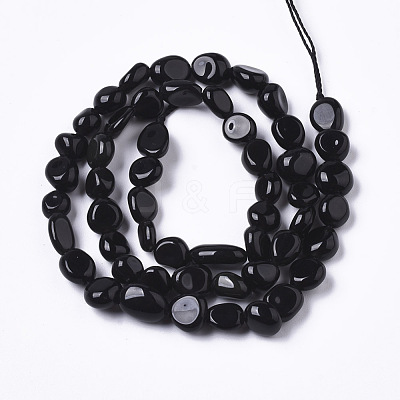 Natural Black Obsidian Beads Strands G-R465-34-1