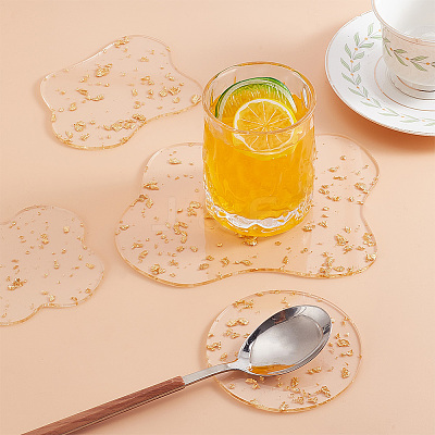 4Pcs 4 Style Transparent Acrylic Cup Mats DJEW-GO0001-02-1