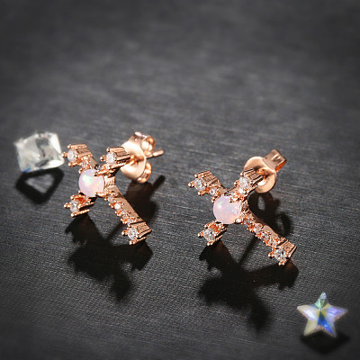 Real Rose Gold Plated EJEW-AA00270-18RG-1